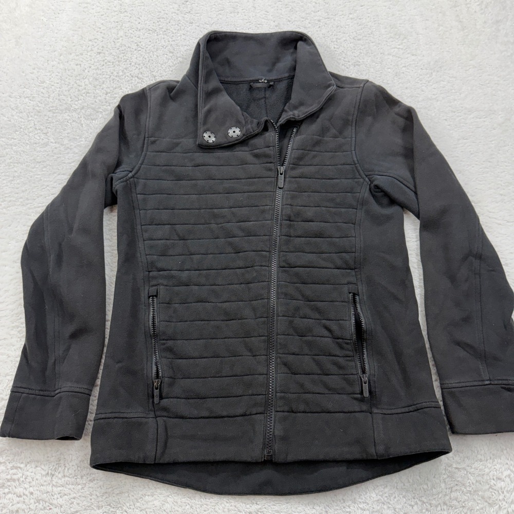 Lululemon Black Quilted Full Zip Jacket Women's Size 4 Moto Style